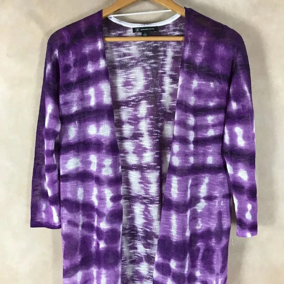 INC Purple Tie Dye Lightweight Duster Cardigan Size SMALL - Picture 9 of 11